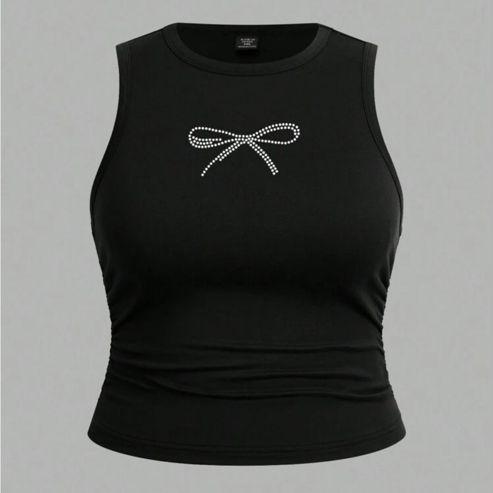 ✨ SHEIN Curve Black Bow Print Sleeveless Top✨